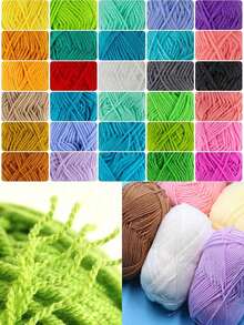 1/2股 5股混色乳白色腈纶纱线，50克/股，柔软中等粗细的针织纱线，适用于手工编织、钩编、DIY工艺品包袋、围巾，100%腈纶牛奶棉纱线 - 彩色 - 查看 7