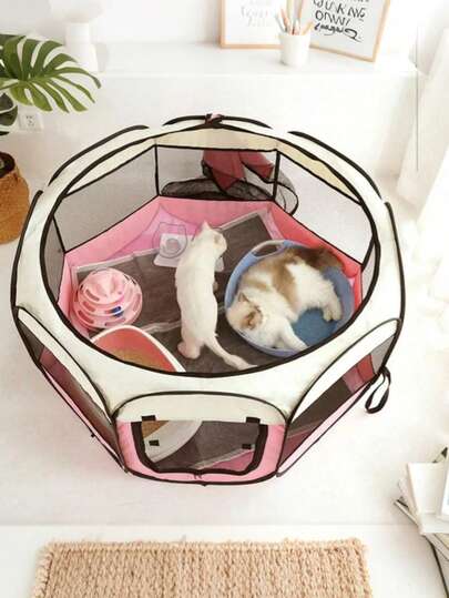 1pc Foldable Octagonal Pet Tent For Cats And Dogs