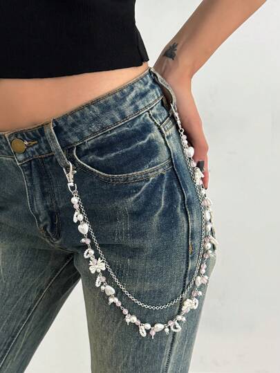 Fairycore 1pc Fashion Casual Simple Star Tassel Waist Chain, Multi-Layer Metal Alloy Chain Body Chain, Women Accessory, For Pants Decoration, Suitable For Daily, Music Festivals, Parties