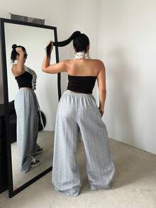 POPSWAY Fall Autumn And Winter Plus Size Wheat Ear Embossed Texture Casual Long Sweatpants - Grey - View 2