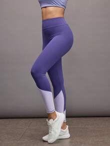 Activina Leggings sin costuras de cintura alta con bloques de color - Morado - Ver 4