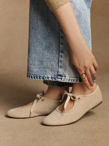 Rosivie Women's Lace-Up Design Casual Everyday Versatile Flat Loafers For Christmas