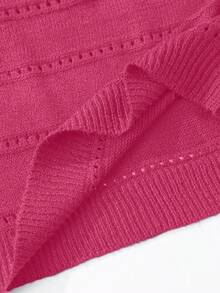 EMERY ROSE Women's Casual Dropped Shoulder Long Sleeve Pullover Sweater, Spring/Autumn - Hot Pink - View 8