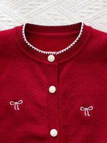 Genkimix Kids 年轻女孩可爱彼得潘领针织开衫毛衣外套，长袖