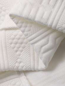 DAZY 女士纹理面料宽松套头休闲卫衣 - 白色 - 查看 6