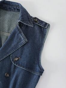 GlowEve 女式休闲无袖牛仔连体裤 - 藍色 - 查看 3