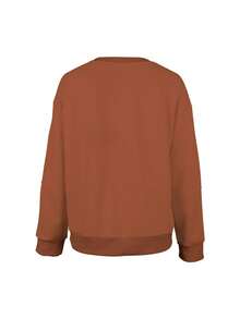 GlowEve Sweatshirt Kasual Lengan Panjang Leher Bulat Motif Garis-garis untuk Wanita, Musim Gugur/Dingin - Burnt Orange - View 2