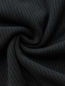 Elamini 女式条纹拼布长袖修身休闲衬衫 - 黑色 - 查看 4