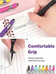 16 Metal Random Color Retractable Ballpoint Pens With Touch Screen Pen Tip - Medium Thick Pen Tip, Smooth Writing, Anti Slip Handle, Compatible With Multiple Devices - Suitable For Daily School/Office Use