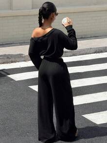 Muchica Conjunto de dos piezas para mujer para uso diario - Negro - Ver 2