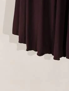 SHEIN ICON Váy len dệt kim tay ngắn cổ chữ V màu đen cỡ lớn, váy len dệt kim xương cá khoét eo, Y2K, kỳ nghỉ hè, váy mùa hè cho nữ, quần áo tốt nghiệp và trở lại trường - màu nâu - Xem 5