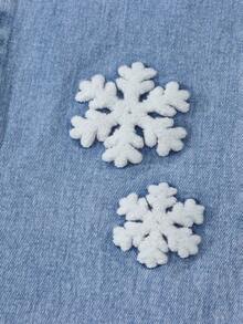 ChillGRL Tween Girls New Fashion Distressed Snowflake Embroidered Wide-Leg Jeans Snowflake Jeans Embroidered Jeans Jean Pants Embroidery Christmas Clothes Jeans With Bows Flower Jeans Tween Jean Pants Embroidery - Light Wash - View 7