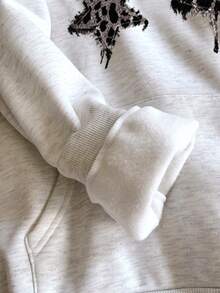 Teenager Mädchen Lässig Leoparden Muster & Stern Muster Pullover Hoodie Sweatshirt, geeignet für Straße und Campus Alltag, Frühling/Herbst/Winter