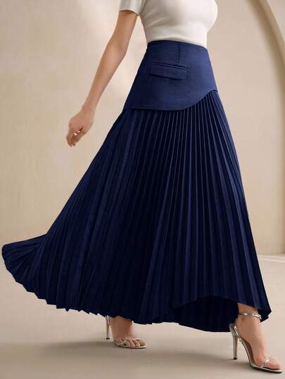 Anewsta Elegant Women's Pleated Design Versatile Skirt, Suitable For Fall, Winter, New Year, Party, Wedding, Elegant, Chic, Stylish, Christmas