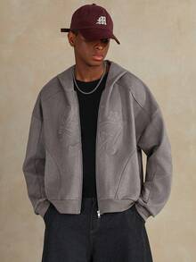 STYNVO 男士拼接字母刺绣连帽卫衣，宽松版型，美式街头风，长袖上衣