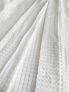 SHEIN 女士休闲简约提花纹理系带长袖睡袍，带口袋，冬季款 - 白色 - 查看 8