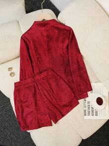 SHEIN 女士纯色短裤休闲套装