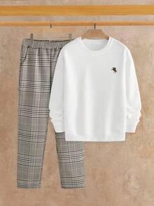 Manfinity NXTstreet Men's Casual Crew Neck Long Sleeve Pullover Sweatshirt Set - White - View 6