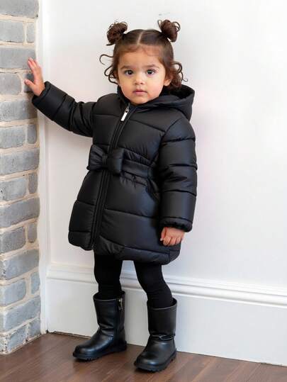 SHEIN Playful Pals 2pcs/Set Baby Girl Autumn&Winter Coat Casual Style Warmer Padded Jacket&Girdle Baby Girl Winter Jacket