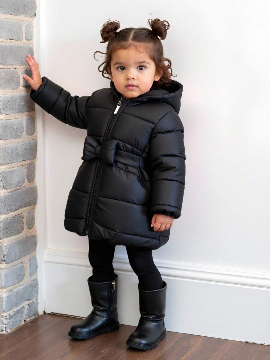 SHEIN Playful Pals 2pcs/Set Baby Girl Autumn&Winter Coat Casual Style Warmer Padded Jacket&Girdle Baby Girl Winter Jacket