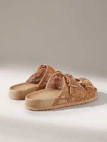 Solecia Women's Fashion Brown Open Toe Casual Lace-Up Comfortable Flat Sandals, Suitable For Spring/Summer Holiday Season - Brown - View 4