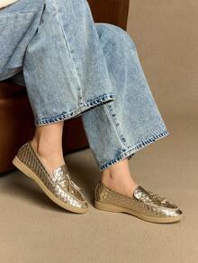 Rosivie 女式休闲一脚蹬平底运动鞋 - 香檳色 - 查看 4