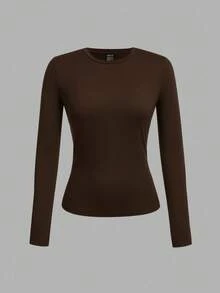 SHEIN EZwear 3 件套女士休闲紧身圆领长袖 T 恤套装，春秋 - 彩色 - 查看 6