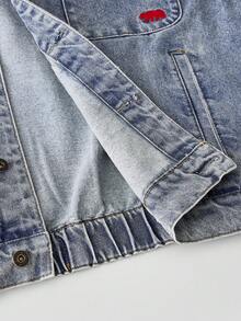 ESTAVOR Men's Autumn/Winter Patchwork Sherpa Collar Single-Breasted Casual Denim Long Sleeve Jacket - Baby Blue - View 10