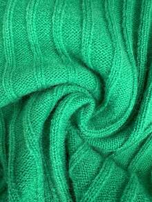 SHEIN Elenzya Vestido de punto ajustado con mangas trompeta de estilo vintage de Estocolmo para mujer, atuendo elegante y versátil para uso casual, trabajo, citas, estudiantes, maestros, oficina, negocios - Verde Oscuro - Ver 7