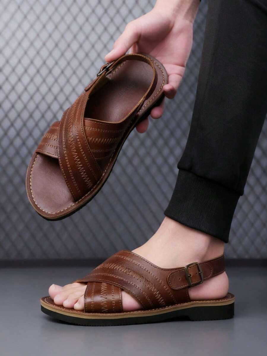 Men Sandals - Brown - View 1