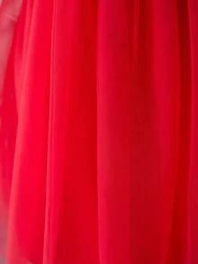 Glamorique Kids Young Girl's Christmas Heart & Snowflake Print Contrast Mesh Hem Cute Long Sleeve Dress - Red - View 8
