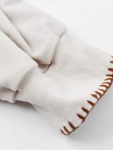 INAWLY Men's Casual Fashionable Contrast Trim Sweatshirt - Apricot - View 7