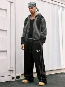 AXEPEAK Men's Geometric Print Drawstring Waist Loose Fit Casual Sweatpants