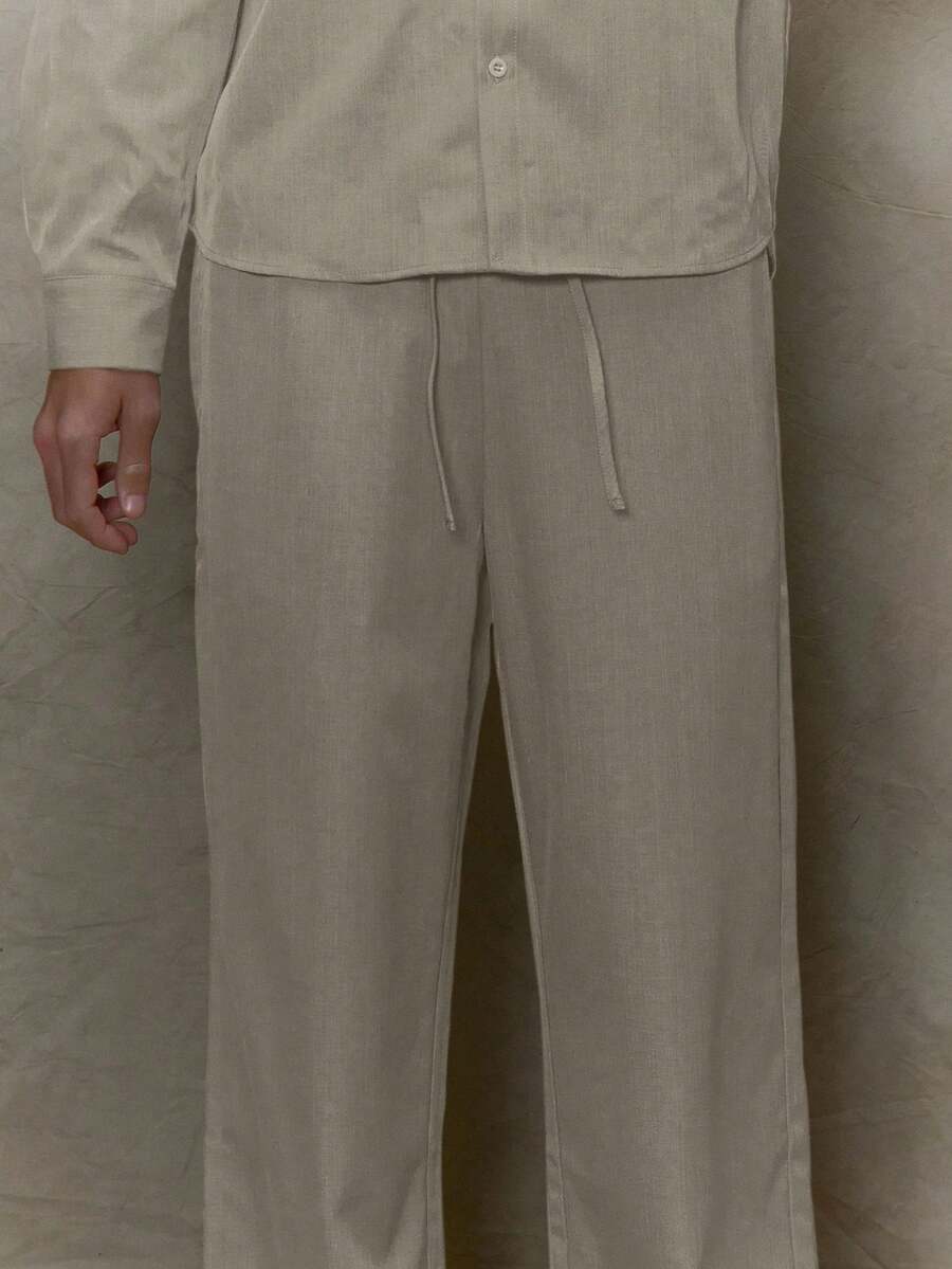 Musero Lightweight Straight Leg Elasticated Drawstring Trousers SPRING Wardrobe - Brown - View 1