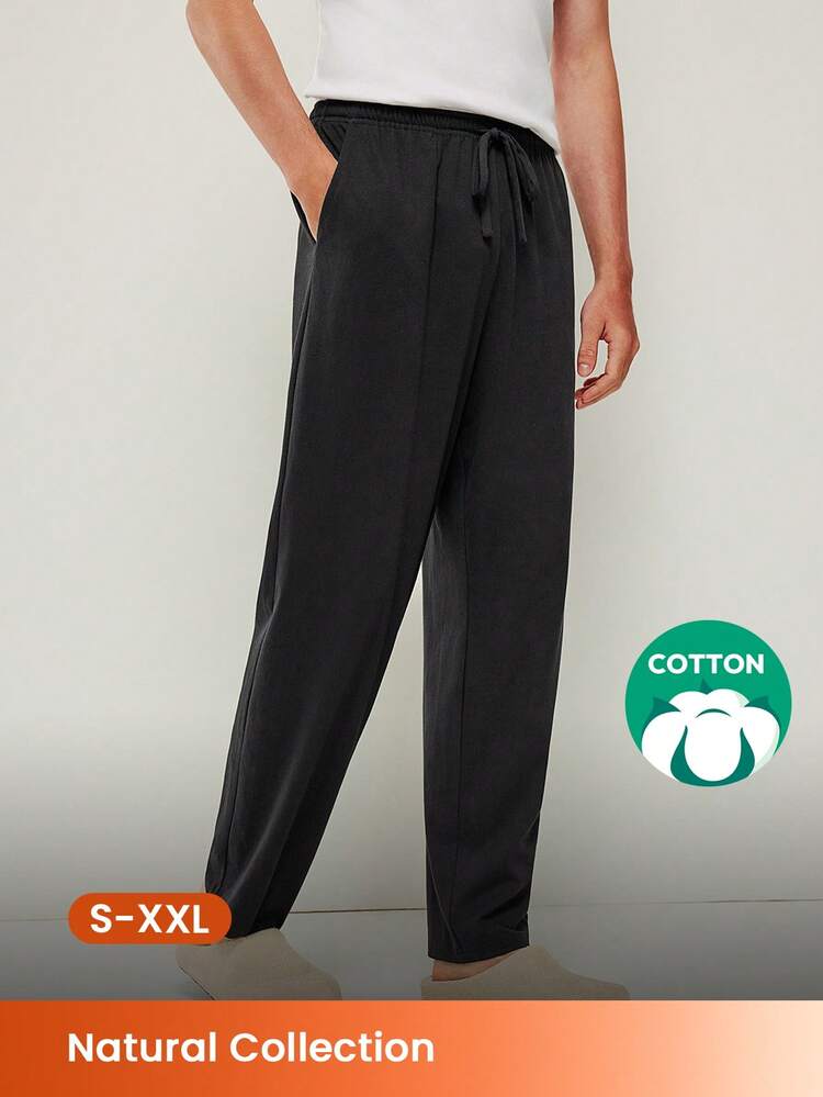 Men Black Basic Bottoms Lounge Pants Pajama Pants