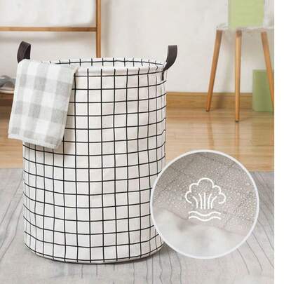 1个可折叠便携帆布洗衣篮，也适用于存放衣物和儿童玩具，家用洗衣篮，大容量洗衣袋/洗衣用品，带提手