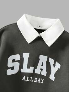 女士休闲长袖卫衣和裤子二合一套装（灰色） - 灰色 - 查看 3