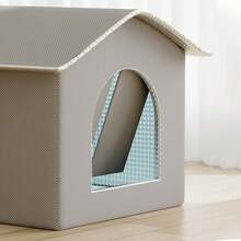 Outdoor Cat House Cooling Cat Nest Outdoor/Indoor Cat Warmth Cat House Four Seasons Universal Cat Bed Easy To Assemble,Foldable Oxford Cat House, Indoor & Outdoor, Rainproof, Thermo-Regulated, Waterproof, Stray Cat Shelter - Grey - View 8