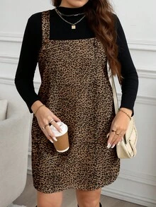 SHEIN LUNE Váy không tay họa tiết da báo cỡ lớn, phù hợp cho mùa thu/đông - Nhiều màu - Xem 3