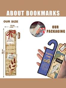 复古阅读主题30件套书签套装，日记本涂鸦书签，经典装饰墙贴，美观文具系列 - 彩色 - 查看 3