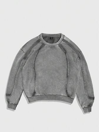 Street Life بلوزة رجالية بياقة طاقم وأكمام طويلة لون سادة، كاجوال، خريف/شتاء