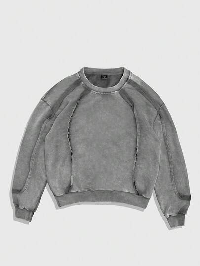 sweat-shirt décontracté à col ras du cou et manches longues, couleur unie, automne/hiver pour hommes