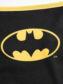 BATMAN X SHEIN 女款黑色舒適蝙蝠印花內衣內褲套裝 卡通內衣套裝 可愛內衣套裝 內褲與胸罩套裝 - 黑色 - 查看 7