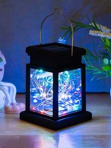 太阳能微型宫灯，户外防水LED迷你风扇灯，串灯，花园氛围灯，吊灯，壁灯，装饰景观灯，暖色，多色 - 黑色 - 查看 3