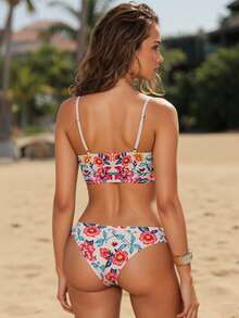 Swim Vcay Luksusowy damski top bikini w kwiaty, swobodny i minimalistyczny