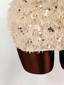 Amplova Solid Color Sequin Patchwork Strapless Sexy Sleeveless Dress,Party Dresses For Women - Apricot - View 4