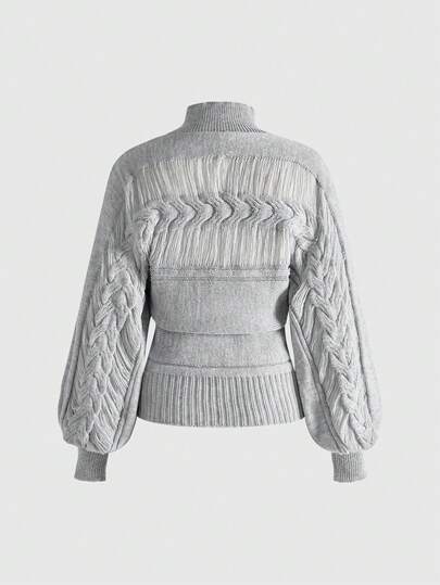 Pull tricoté à col montant et taille cintrée, style Y2K, automne/hiver