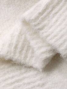 DAZY 女士圆领针织毛衣，3D蝴蝶结装饰，韩版长袖 - 白色 - 查看 3