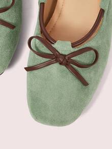 CUCCOO DOLLMOD Damen süße, bequeme Flache Schuhe, grüne Veloursleder Rundkappige Outdoor Ballerinas