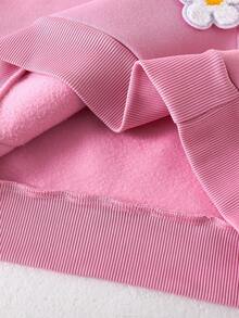 Conjunto informal de 2 piezas de niña preadolescente con sudadera con capucha de manga larga con decoración floral y pantalones acampanados, para otoño/invierno - Rosa - Ver 8